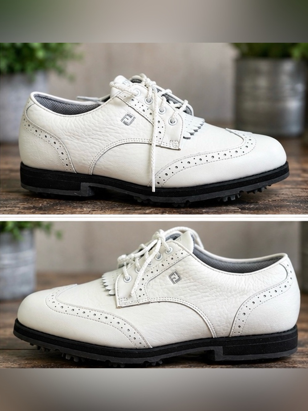 NIB Vintage FootJoy 98355 Women's Golf Shoes White Leather Kiltie Wingtip Size 6 - Picture 2 of 13